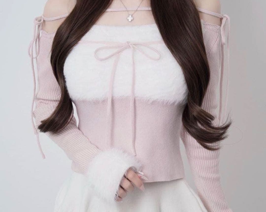 lumignon Ribbon bust fluffy tops ルミニョン - メルカリ