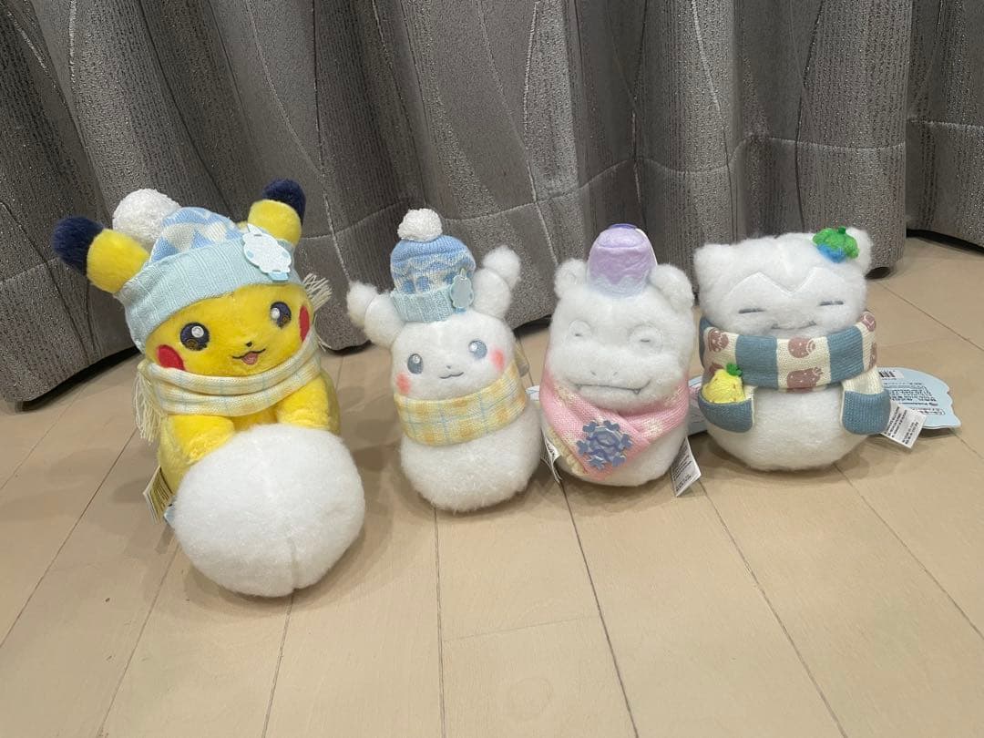 新品タグ付き　ポケモン ゆきだるま ピカチュウ ヤドン カビゴン　4体セット