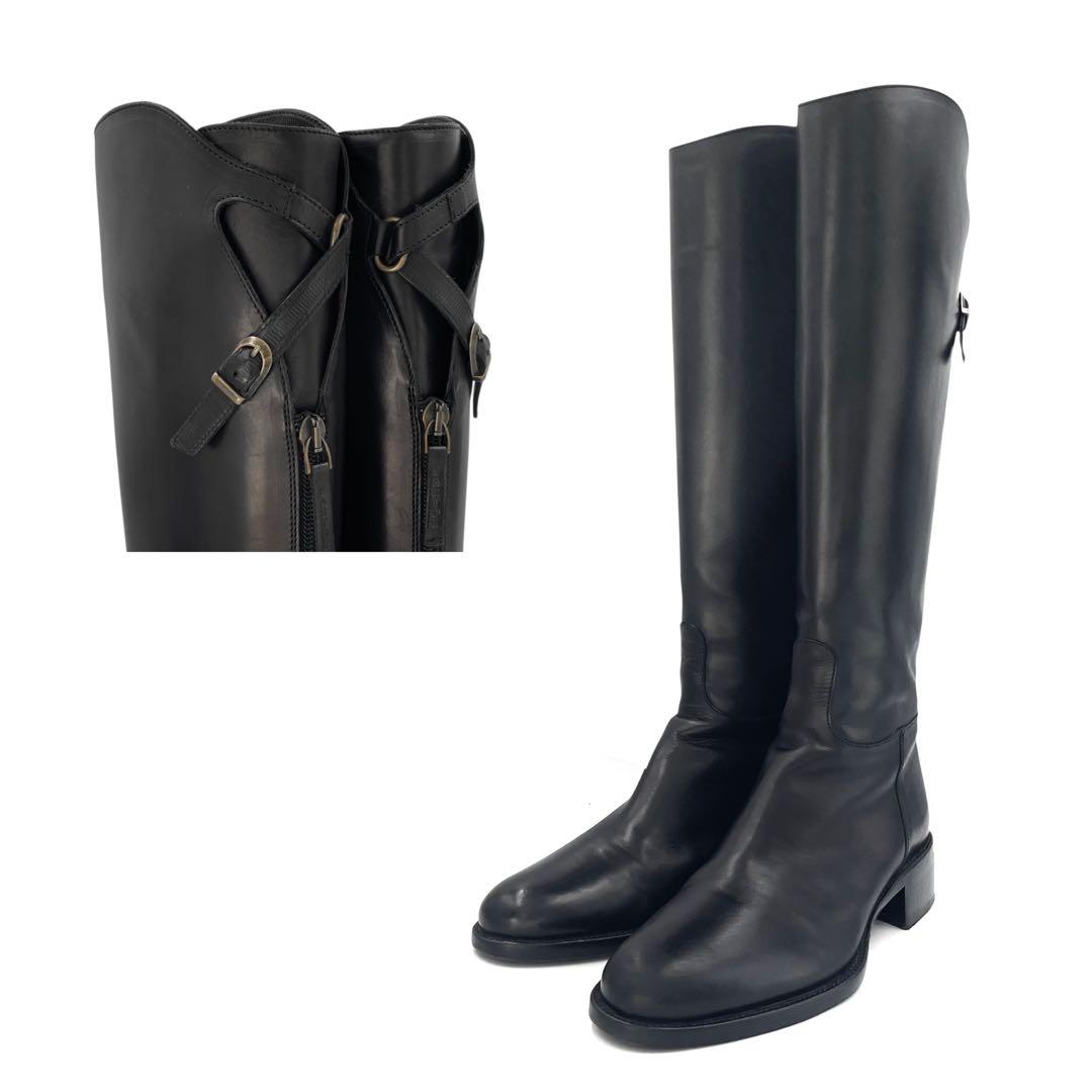 《未使用級》サルトル ロング 乗馬 ブーツ ジョッキー レザー ブラック 黒系