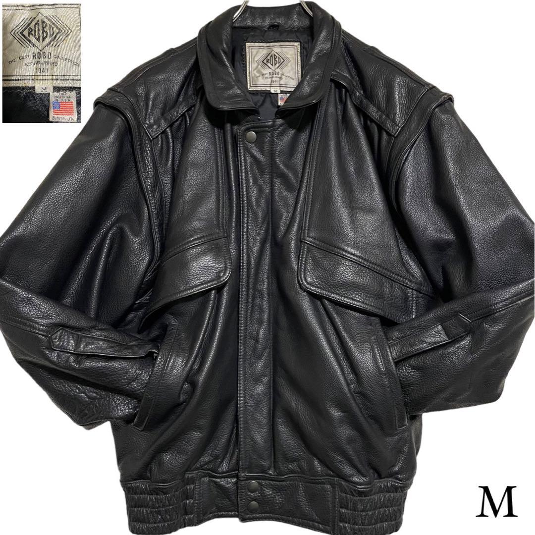 【vintage】アメリカ産羊革 ラムレザーシングルライダースジャケット 黒 M