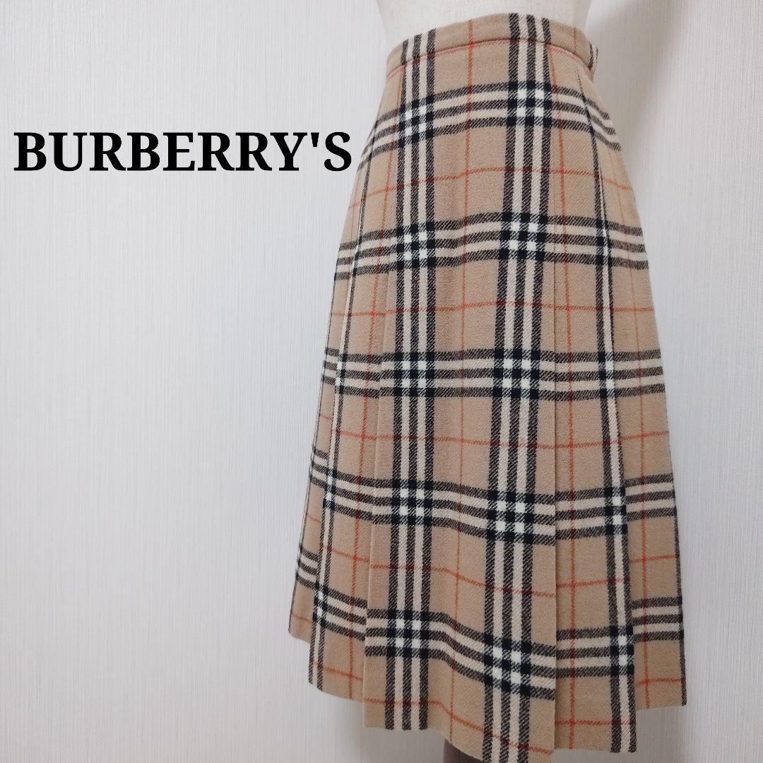 バーバリー】ノバチェック プリーツロングスカート 起毛 ヴィンテージ