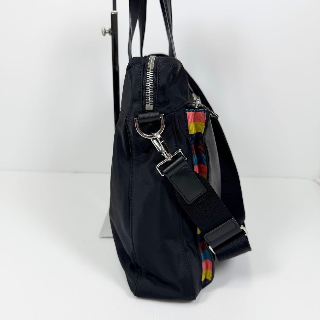 ポールスミス ビジネスバッグ 2way マルチストライプ レザー ナイロン