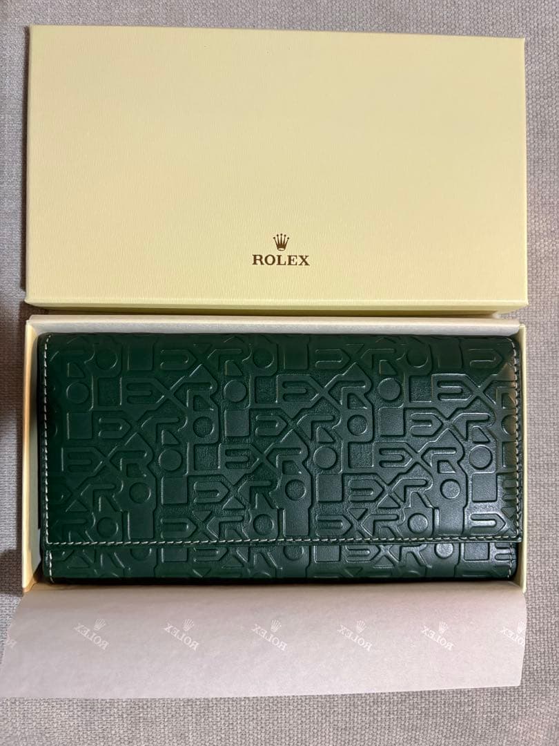 ROLEX グリーンレザー長財布