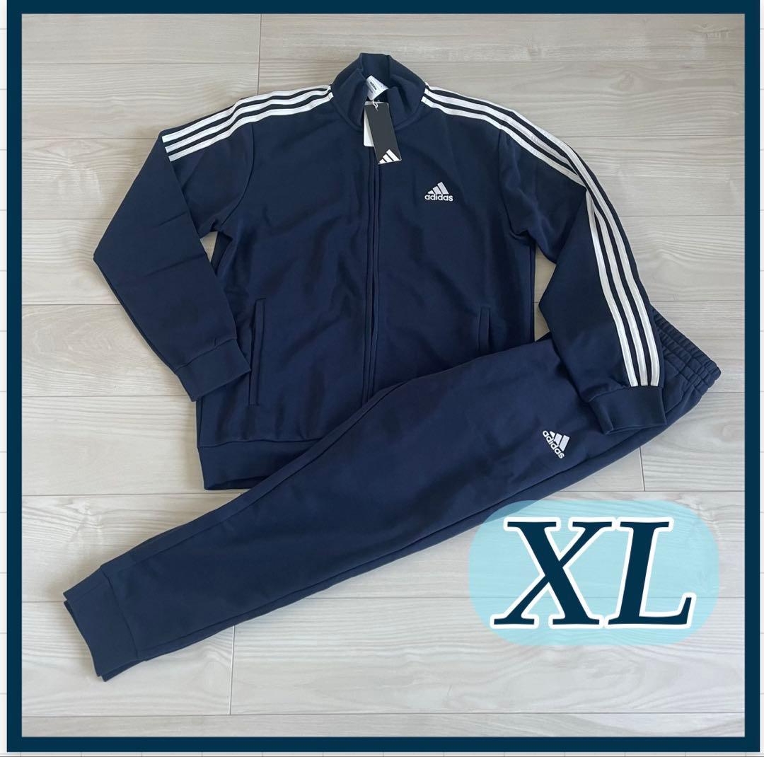 adidas アディダス ジャージ 上下 セットアップ 紺白 人気 XL+M2点 adidas - Mサイズ アディダス レディース ジャージ上下 セットアップ