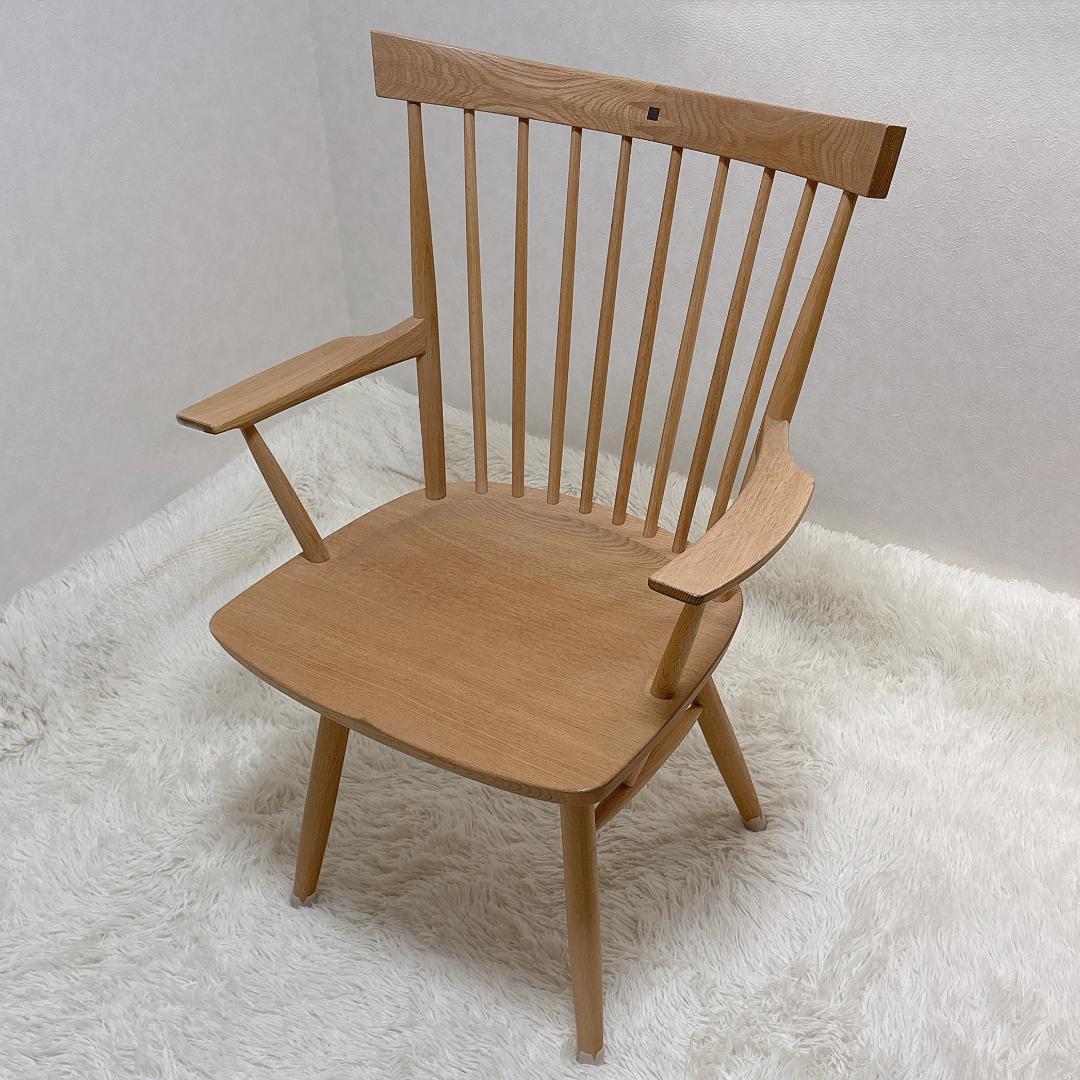 極美品✨リキ ウインザー アームチェアー 北海道ナラ 無垢材 椅子 CONDE HOUSE(カンディハウス)のリキ ウインザー サイドチェアー。日本
