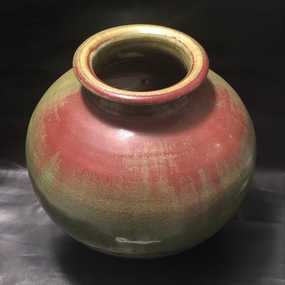 究極の古美術◾️蔵から美しく赤く色付いた梅の様なステキな壺、壷、花瓶が出てきました