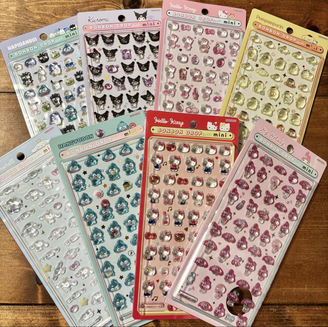 【正規品】ボンボンドロップシール ミニ サンリオ 8枚セット サンスター文具 ボンボンドロップシール ミニ サンリオ 正規品