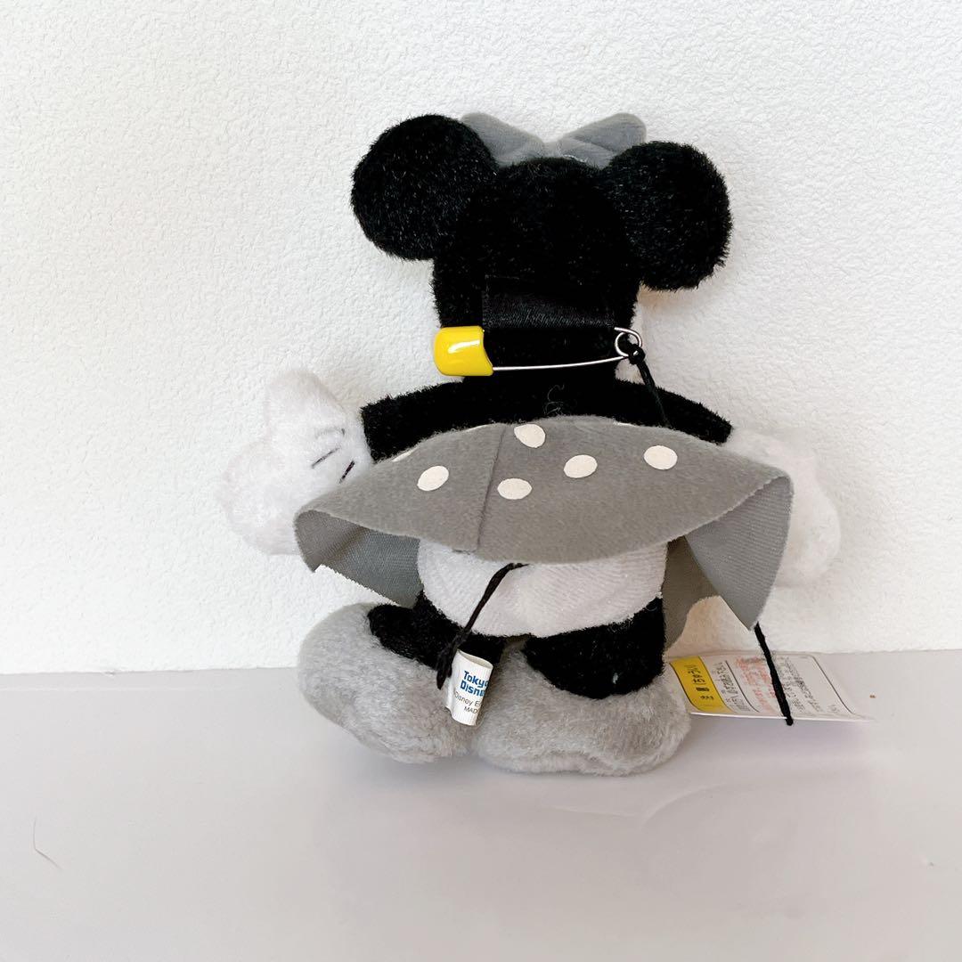 タグ付 東京ディズニーランド ミニー モノクロぬいぐるみバッジ ぬいバ