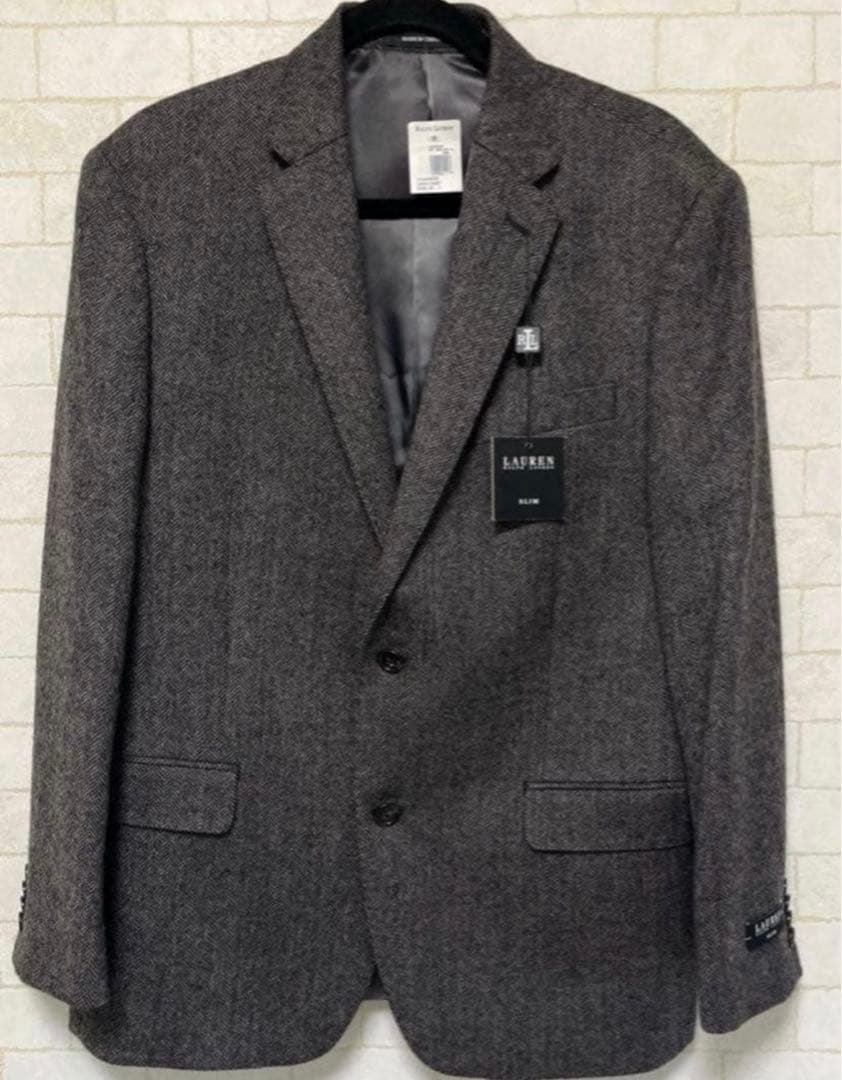 新品未使用 LAURENラルフローレン　ウールジャケット　42 Sダークグレー