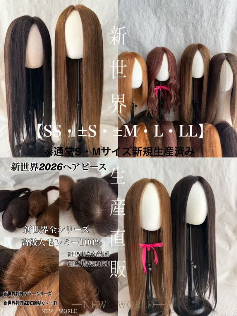 真2026新世界 人毛100%ウィッグ シルクスキン 医療ウィッグ フル