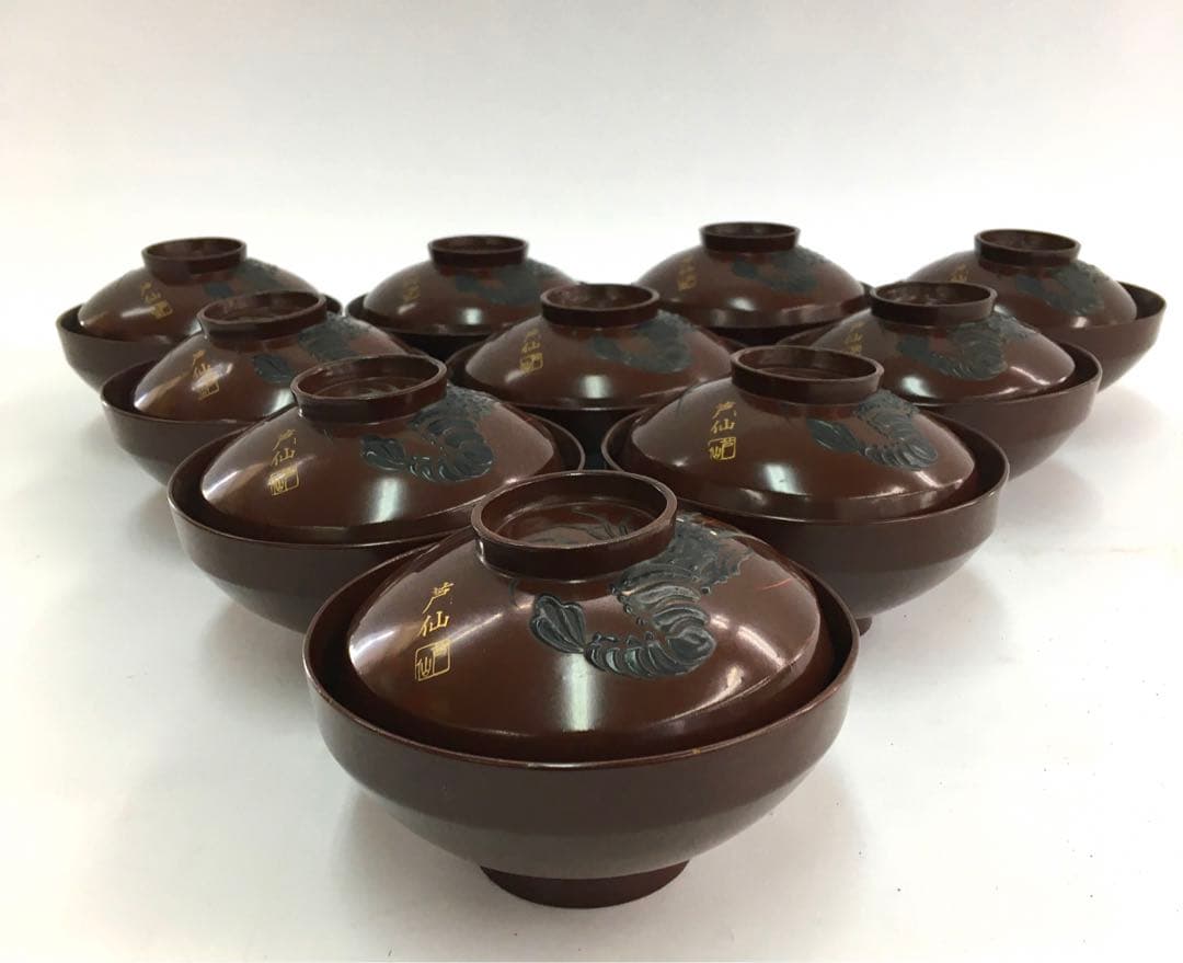 芦仙銘 吸物椀 海老図 10客 盛蒔絵 木製漆器 蓋付椀 会席椀 - メルカリ