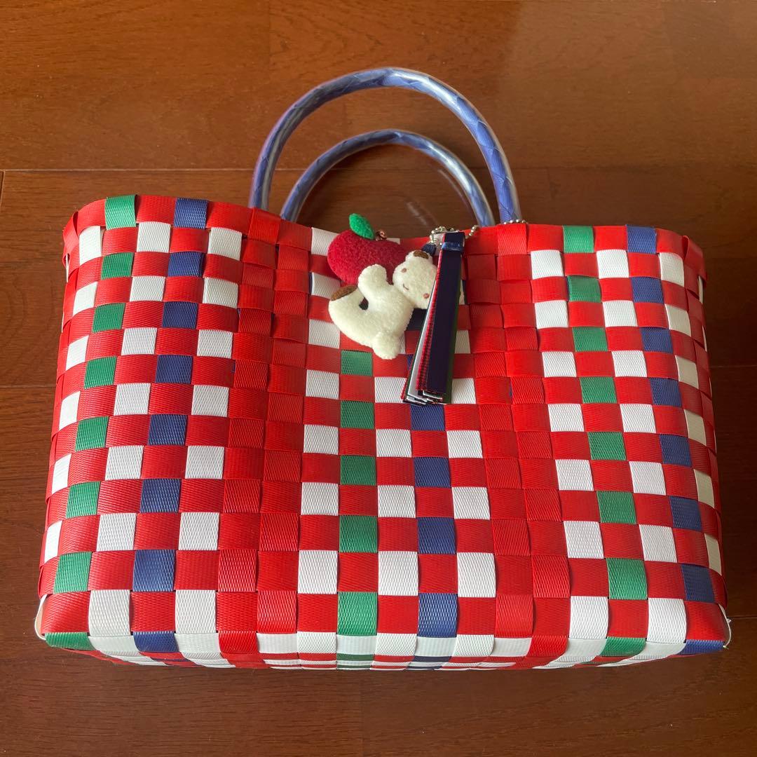 カラフルチェック柄かごバッグ