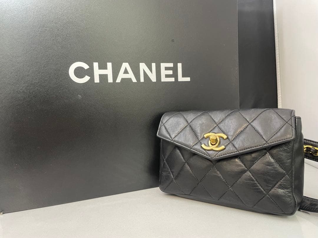 ※美品※ CHANEL シャネル　マトラッセ　ウエストポーチ　ラムスキン　黒