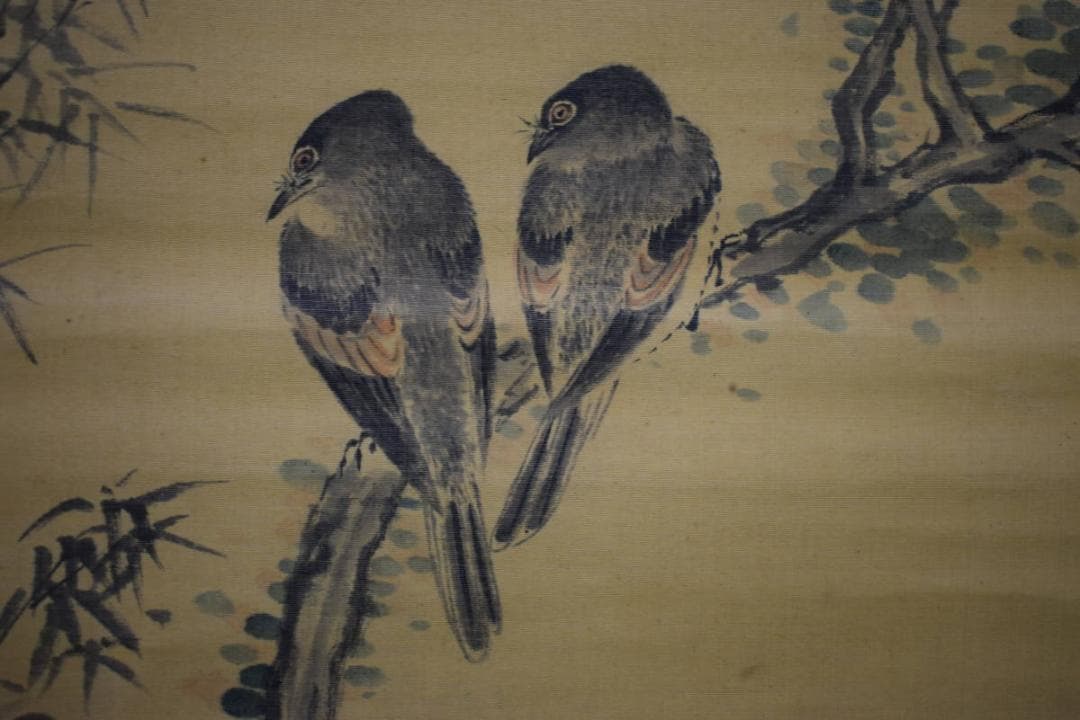 真作/高橋草坪/花鳥小禽図画賛/布袋屋掛軸HJ-818 真作/籟山/山水漁師人物図/布袋屋掛軸HJ-258