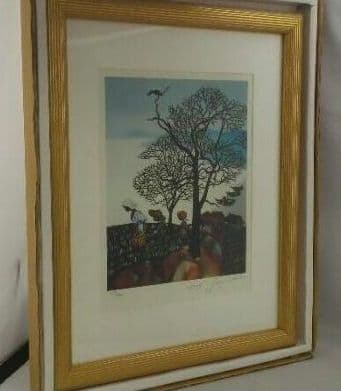 藤城清治 レフグラフ 版画 日本の愛唱歌 11月 冬景色 直筆サイン