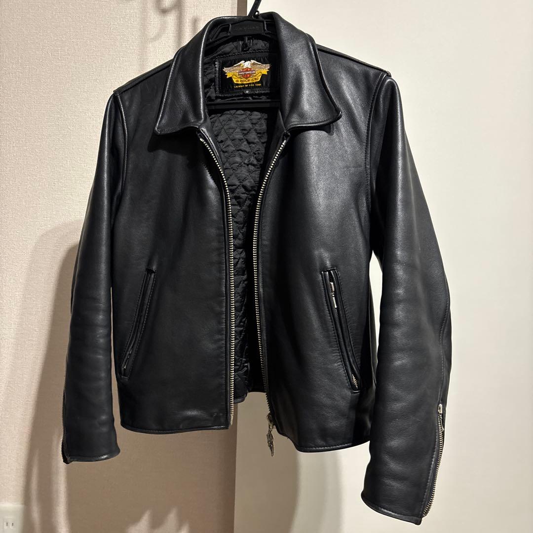 ハーレーダビッドソン ブラック レザージャケット シングルライダース