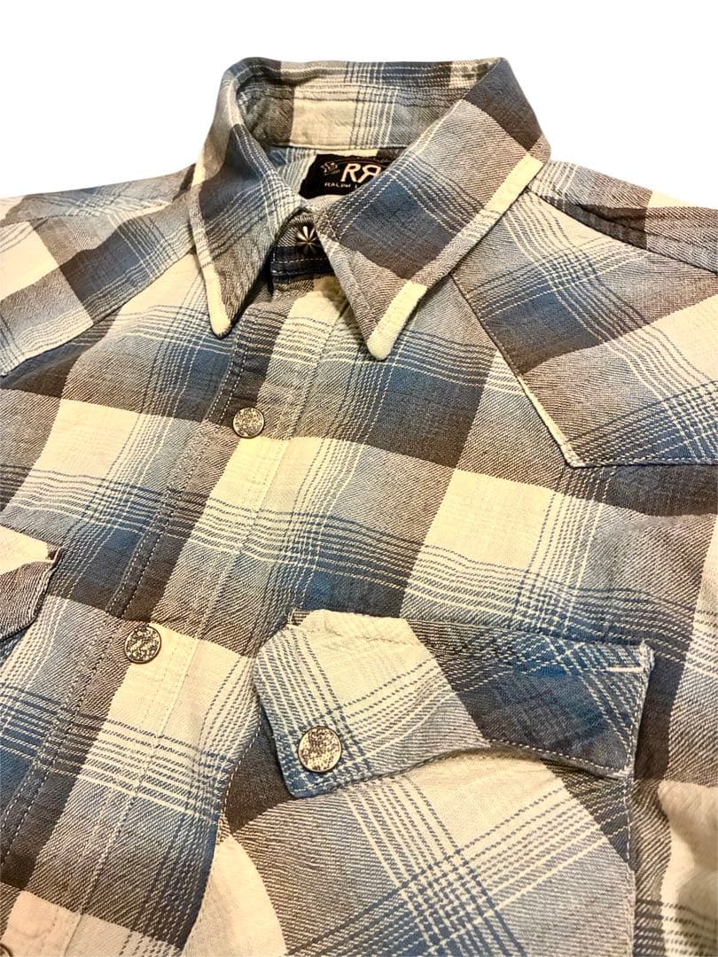 希少 美品 RRL オンブレチェック ウエスタンシャツ コンチョボタン XS