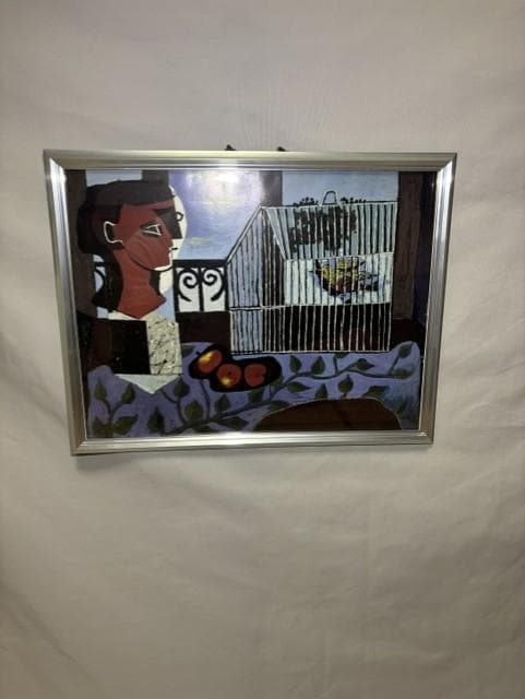 美品 ピカソ 鳥籠と女 額装アート インテリア 絵画 複製画 アート