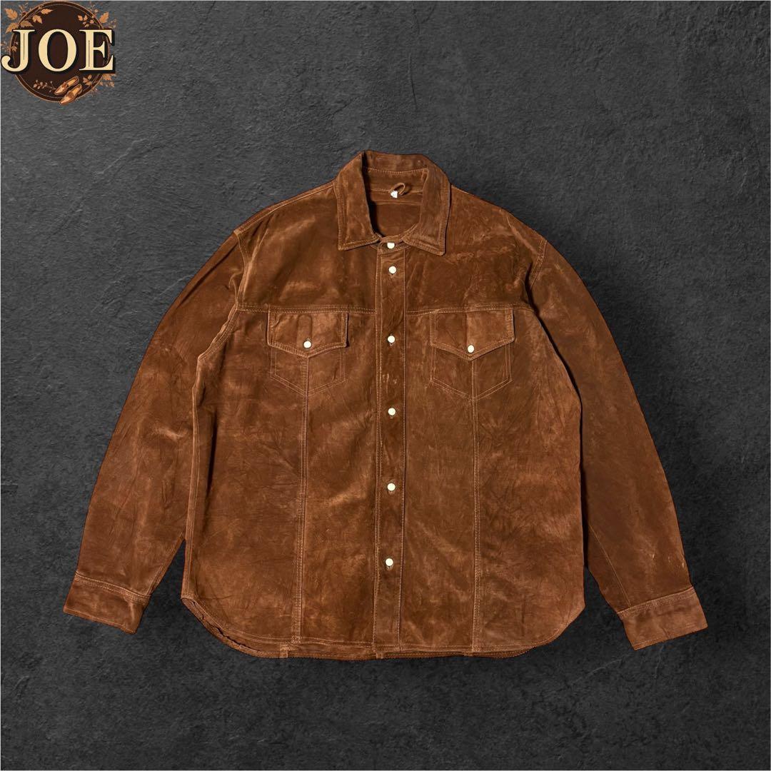 おざわ ヴィンテージ 本革スエードレザー シャツジャケット XLウエスタン