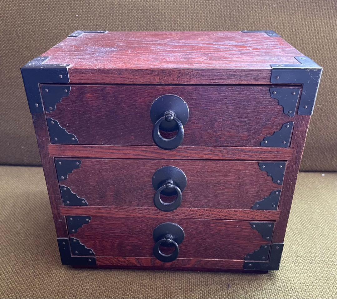 木製 3段 小引き出し 小物入れ 卓上収納 昭和レトロ アンティーク 書類