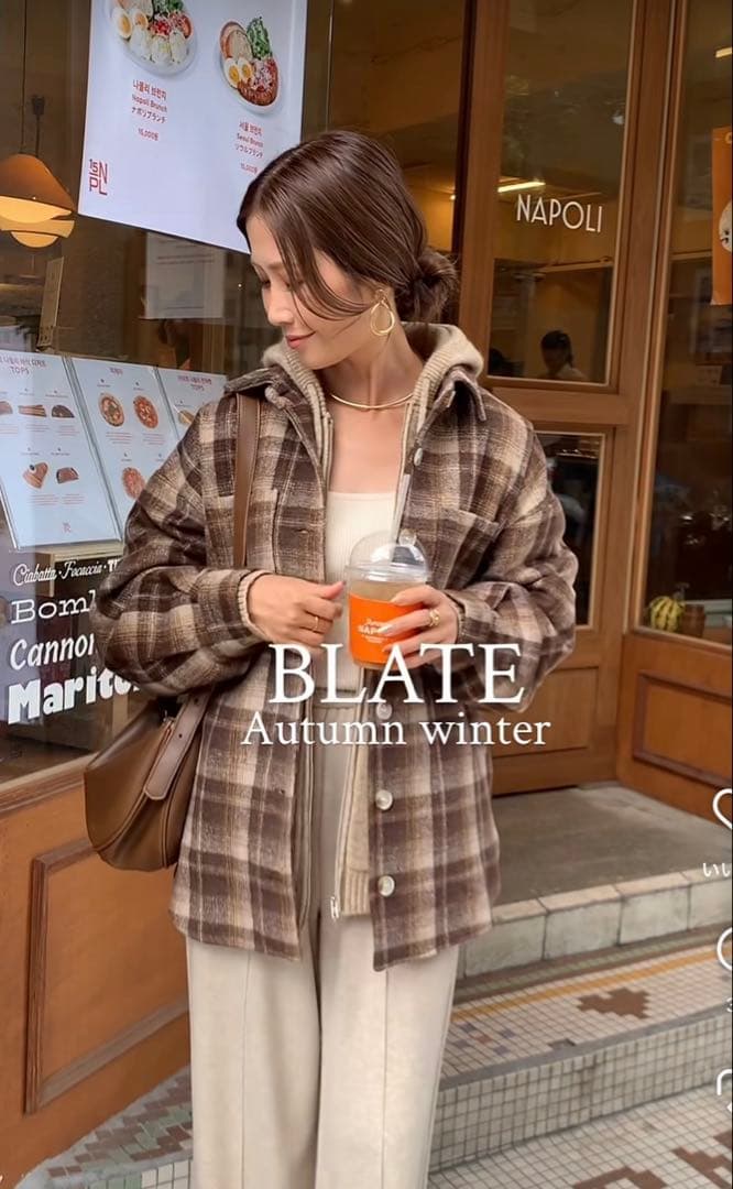 BLATE チェックコート　2025 AW ブラウン　チェック
