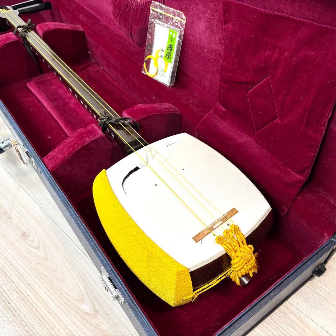 【皮破れあり】中棹　東さわり　地唄 民謡 トチ目　丸内胴　ケース付