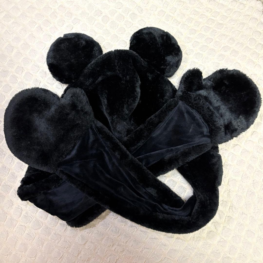 ディズニー ミッキー マフラーファンキャップ 黒 - メルカリ