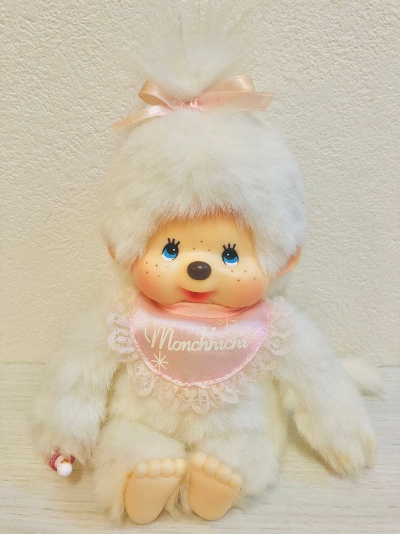 ホワイト モンチッチ 女の子　Sサイズ　ぬいぐるみ　希少　平成レトロ　限定