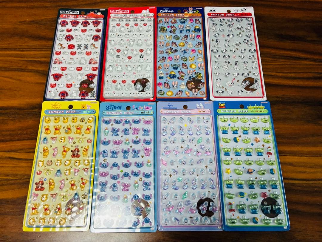 正規品＊ディズニー＊ボンボンドロップシール mini 8種類コンプリート