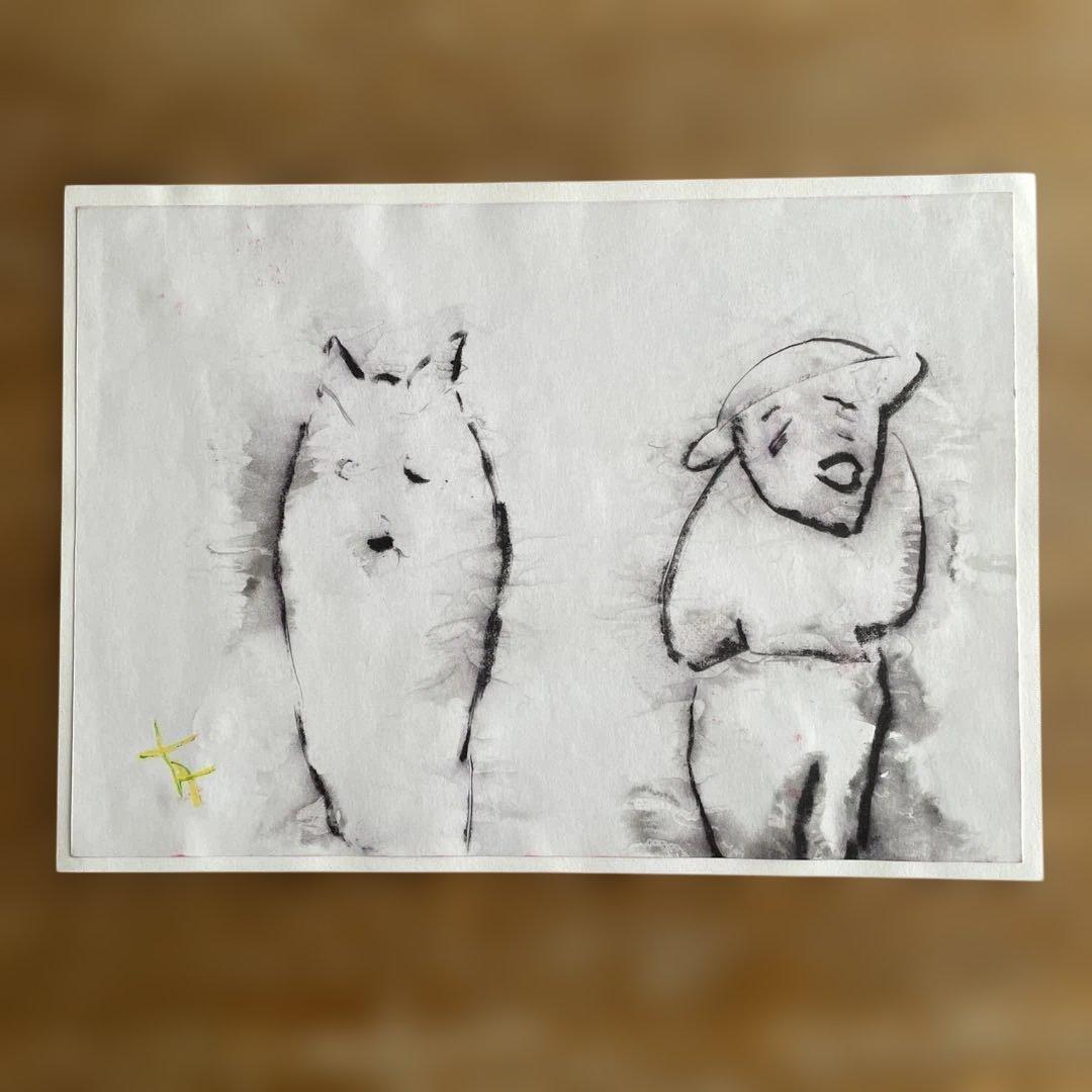 友川かずき 肉筆画　若年の頃