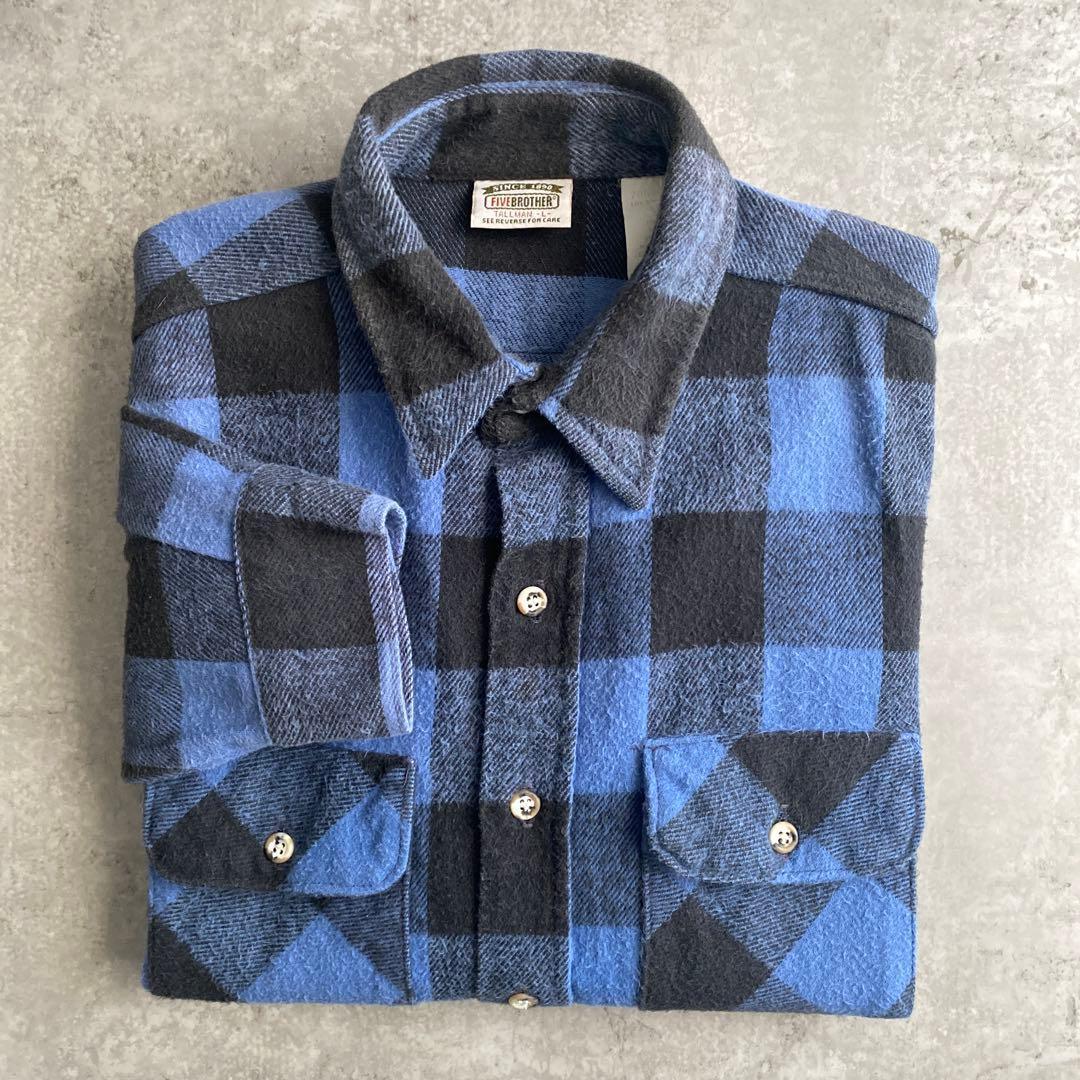 好配色 80s 90s FIVEB ROTHER ネルシャツ USA製 L青×黒 - メルカリ