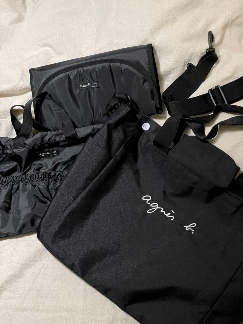 廃盤 希少 アニエスベー agnes b リバーシブル　マザーズバッグ ブラック