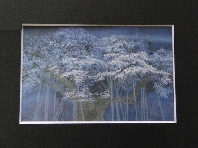 林潤一、【春宵淡墨桜】、希少な大判額装用画集より、美品、日本人画家