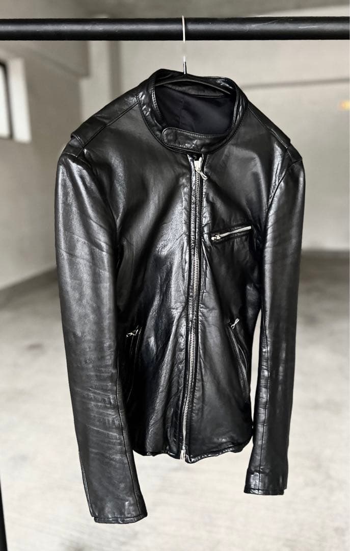 【美品】LITHIUM HOMME 黒レザー シングルライダースジャケット