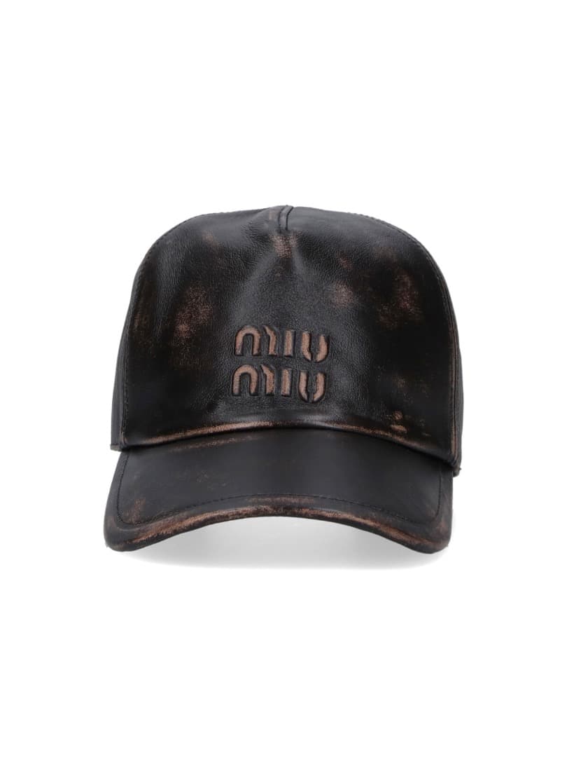 MIU MIU ミュウミュウ ロゴ レザー キャップ 帽子 新品未使用正規品