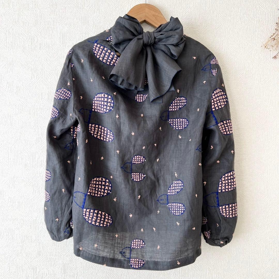 mina perhonen plover リネン ボウタイリボン付き ブラウス mina perhonen rosse ブラウス - ミナペルホネン正規取扱店 | anmikunpe