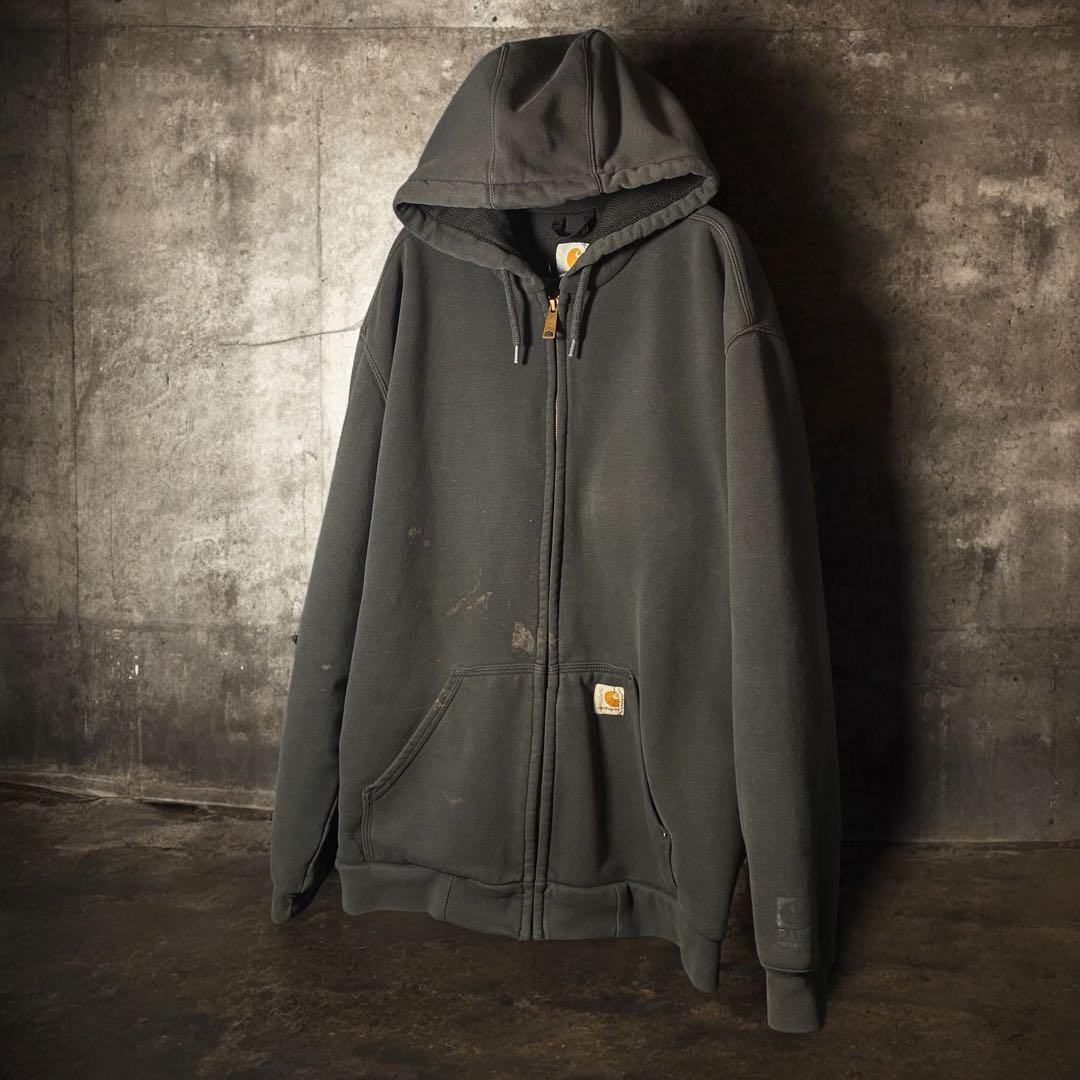 Carharttジップパーカーメキシコ　裏地メッシュサーマル　フェードブラック