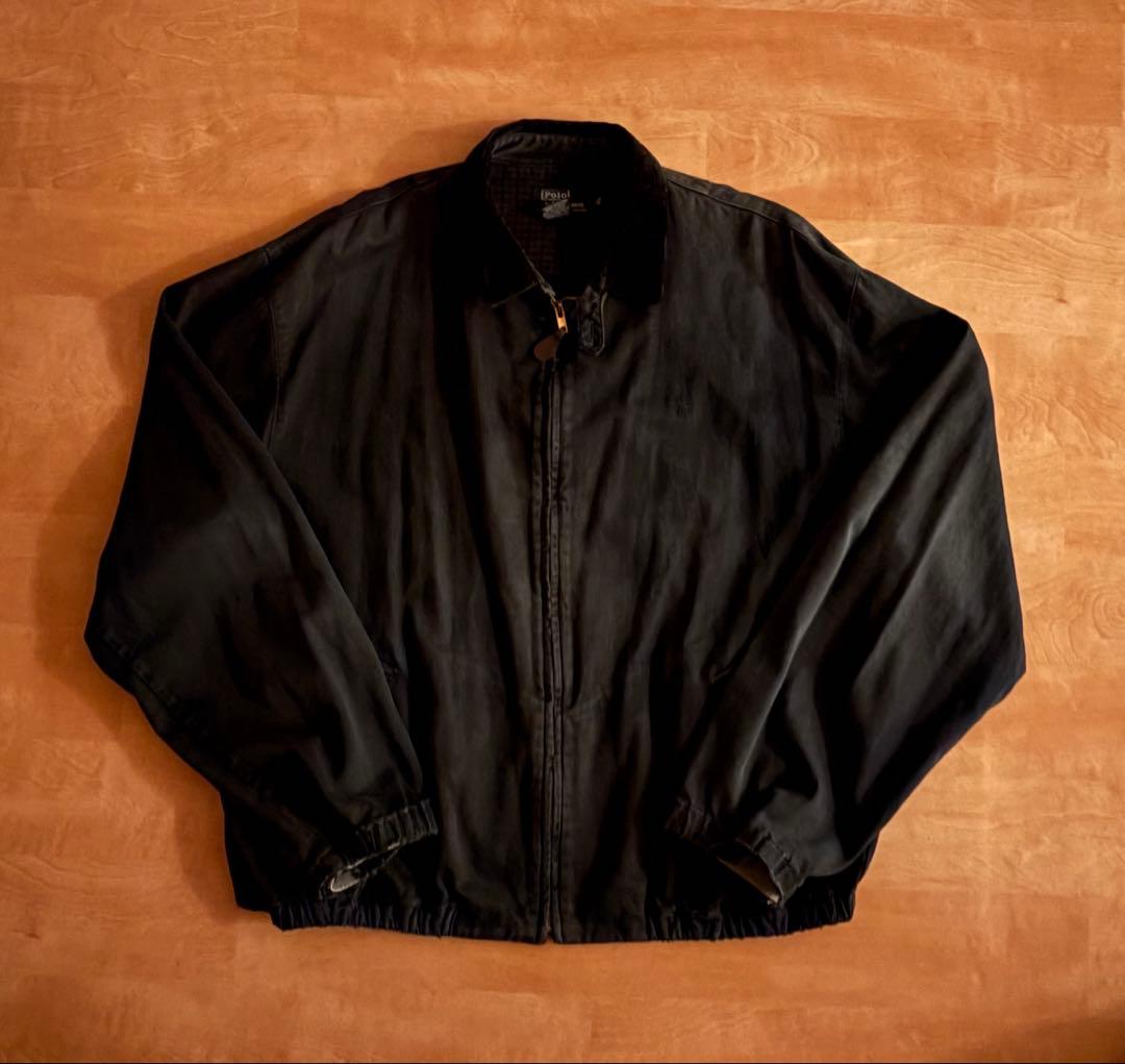 90s usa製　ラルフローレン　オールブラック　スイングトップ　ボロ　フェード