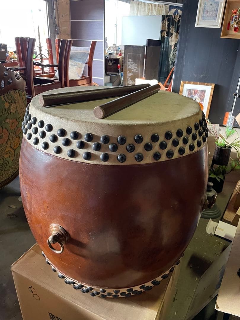 大型　和太鼓　打面49cm 本革　欅胴　和楽器 長胴太鼓 両面太鼓 盆踊り大会