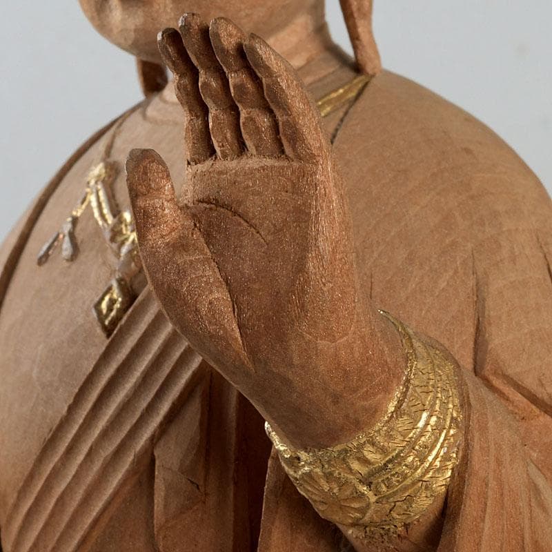 仏教美術 芳正作 木彫塗金 観音立像 仏像 置物 V 9405