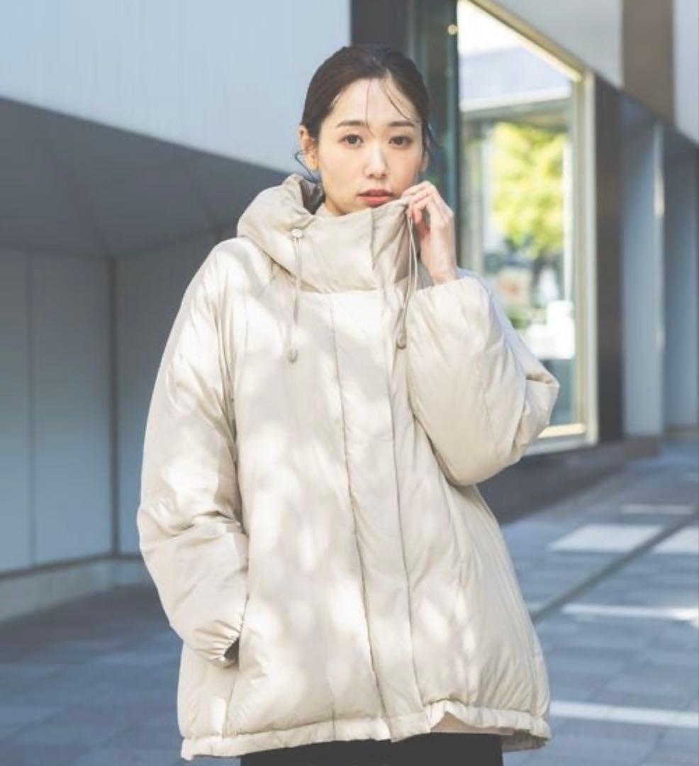 GLOBAL WORK エアリュクスダウンフードブルゾン　ベージュ　XL