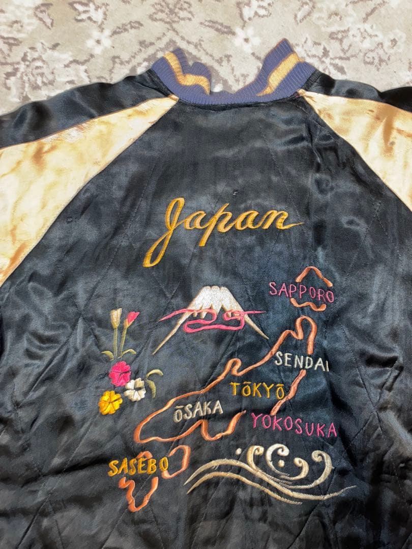 山*田様 50's スカジャン 真鍮YKK回転式 鷹×日本地図 リバーシブル