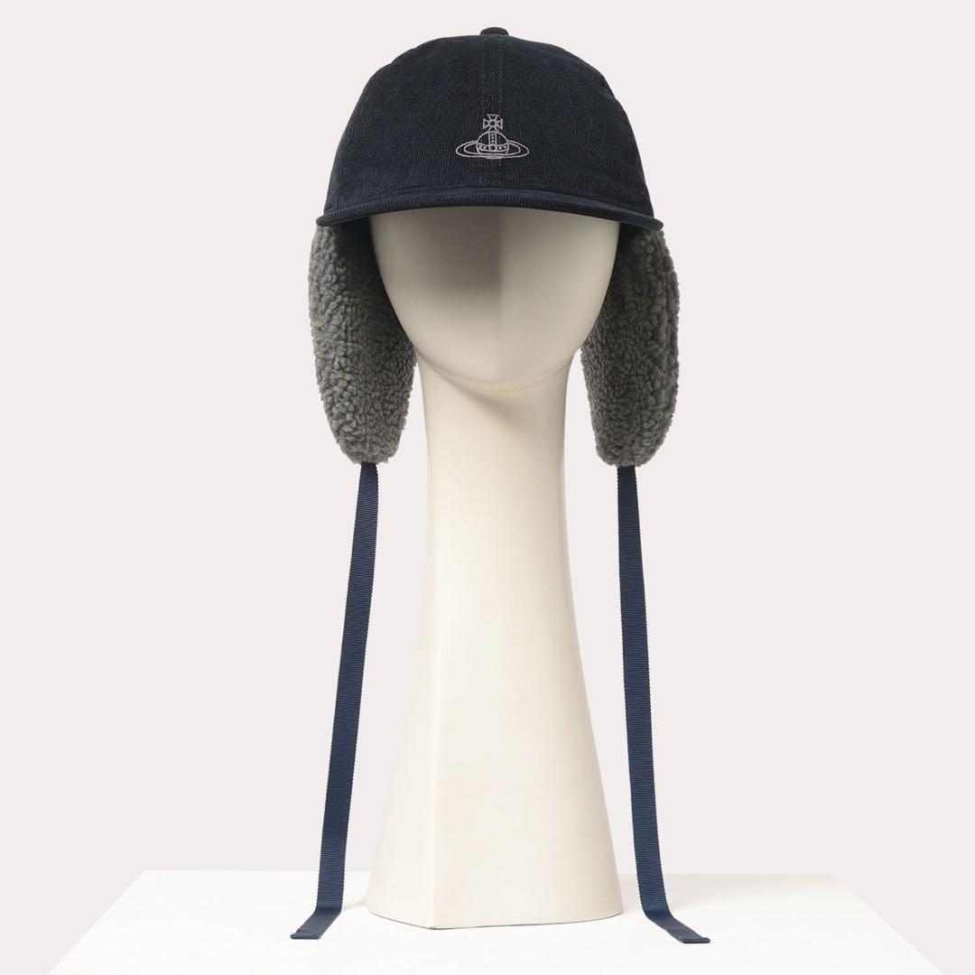 ヴィヴィアン・ウエストウッド コーデュロイ×ボア フラップキャップ