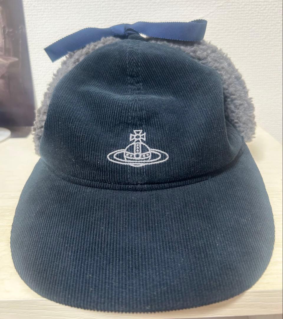 ヴィヴィアン・ウエストウッド コーデュロイ×ボア フラップキャップ