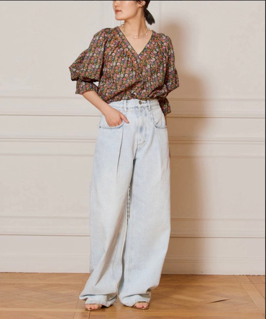 IENA LA BOUCLE LIBERTY プリントブラウス ピンク ワイシャツ プリント 花柄 草木、ボタニカル ピンク LOUIS & CLERK