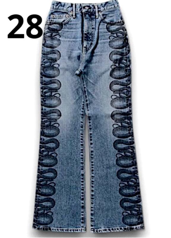 ヒステリックグラマー スネークループ SNAKE LOOP柄 デニムフレア