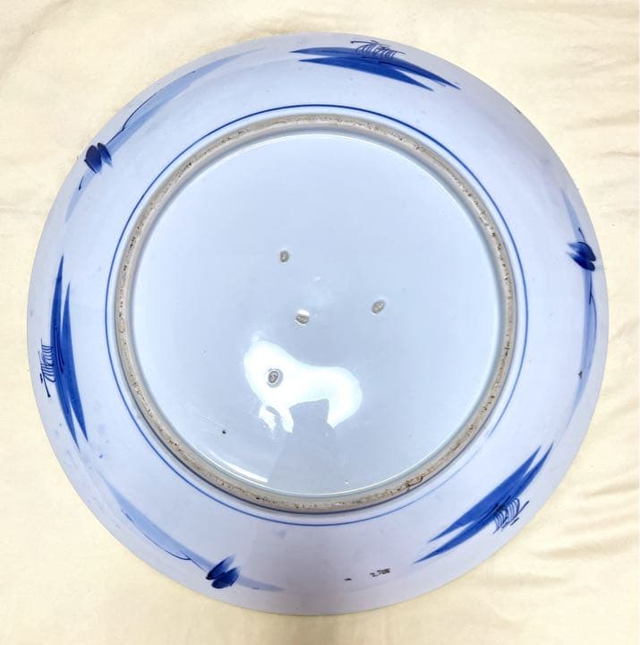 有田焼 山徳窯 染付山水絵 超大皿 飾り皿 直径約45.8センチ 古美術品