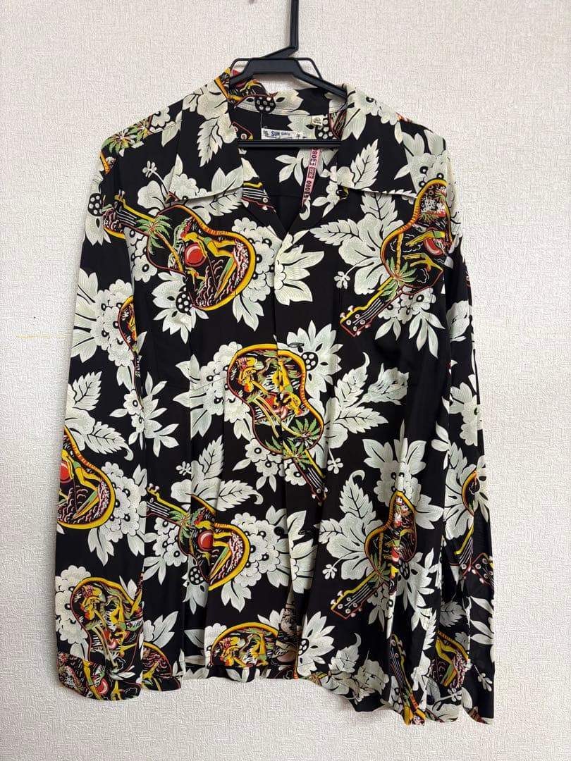 SUN SURF 花柄ギター長袖シャツ 16-16 1/2