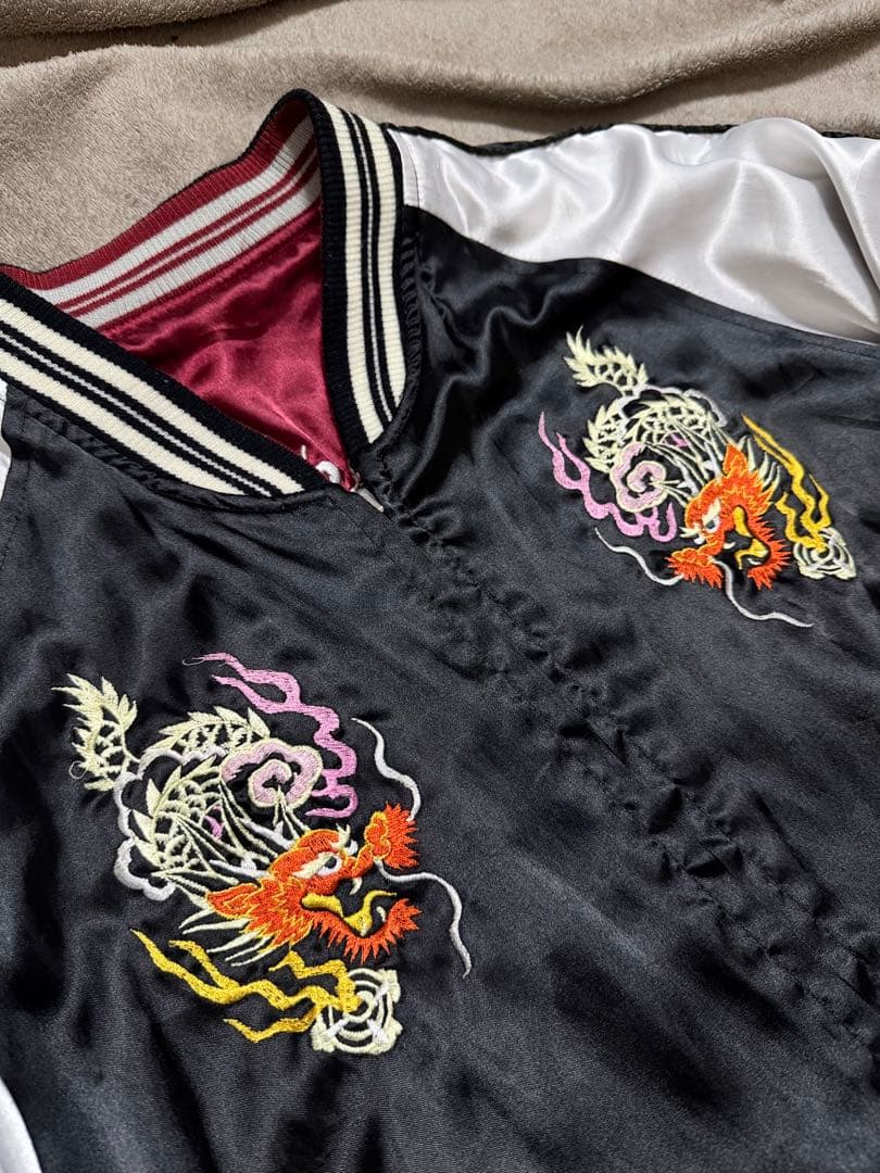 2面用 HUMBER 虎 龍 富士 日本限定 スカジャン vintage サテン