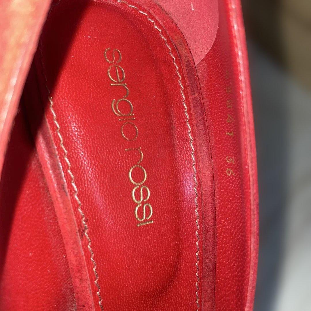 sergio rossi レッド スエード パンプス36クリスマスカラー - メルカリ